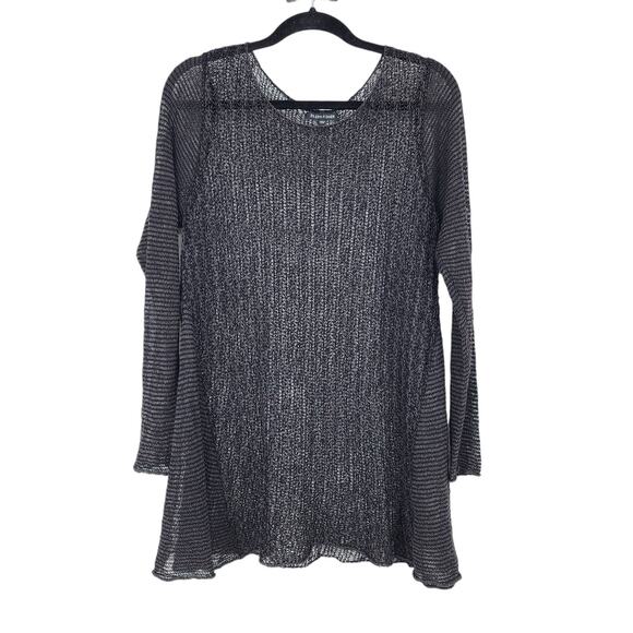 Eileen Fisher Knit Long Sleeve Linen Black Long System Sweater Size Large - Picture 1 of 4
